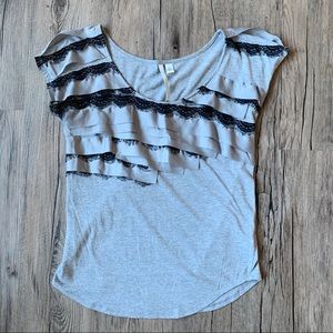 LC Lauren Conrad | Ruffle & Lace Top